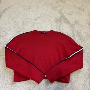 Brandy Melville Red Sweater with Stripe Accents